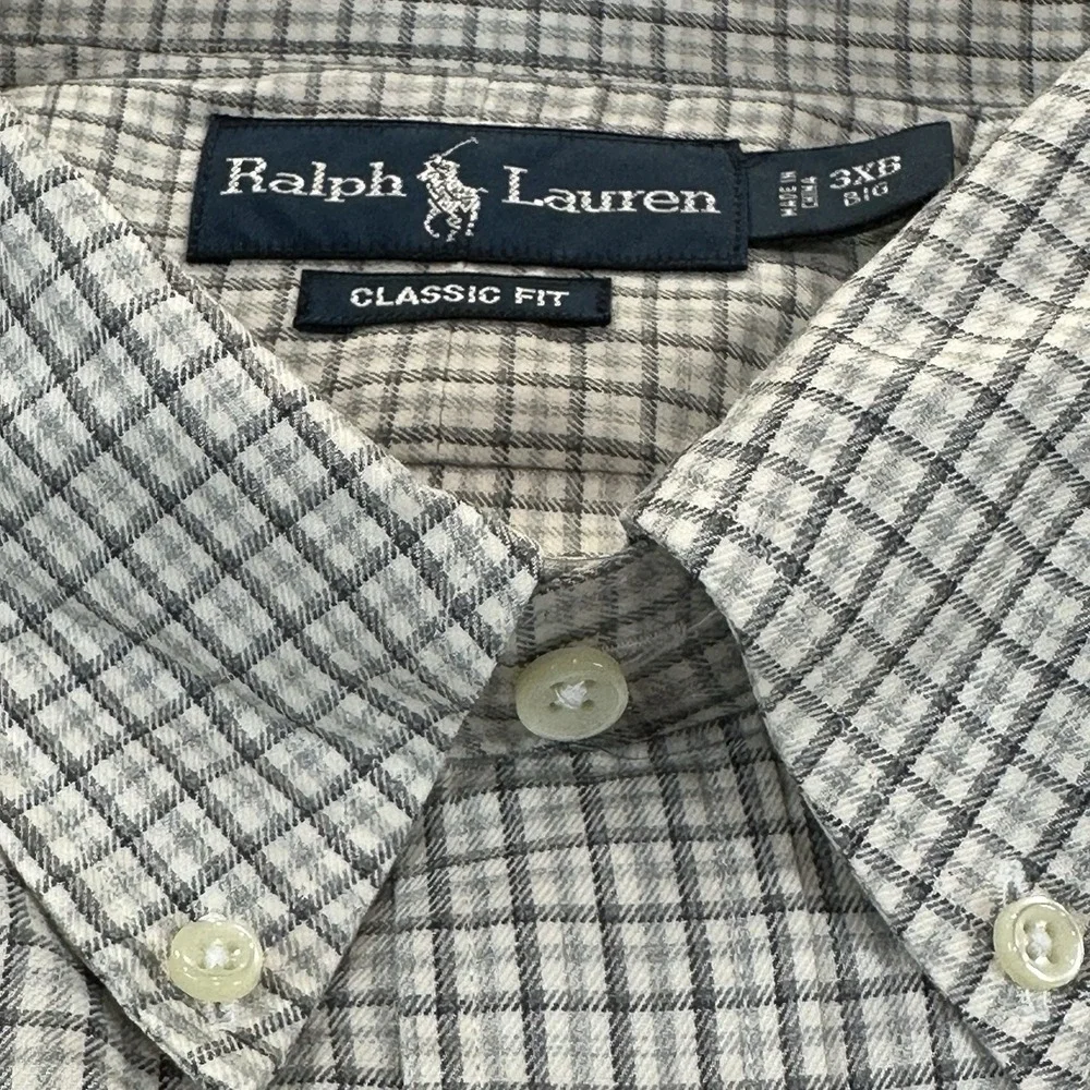 NWT Polo Ralph Lauren Classic Fit Long Sleeve Button Down White Gray Check Shirt